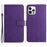 HT06 For iPhone 16 Pro Max Case Litchi Texture Leather Wallet Rhombus Phone Cover - Dark Purple - 1