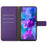 HT06 For iPhone 16 Pro Max Case Litchi Texture Leather Wallet Rhombus Phone Cover - Dark Purple - 2