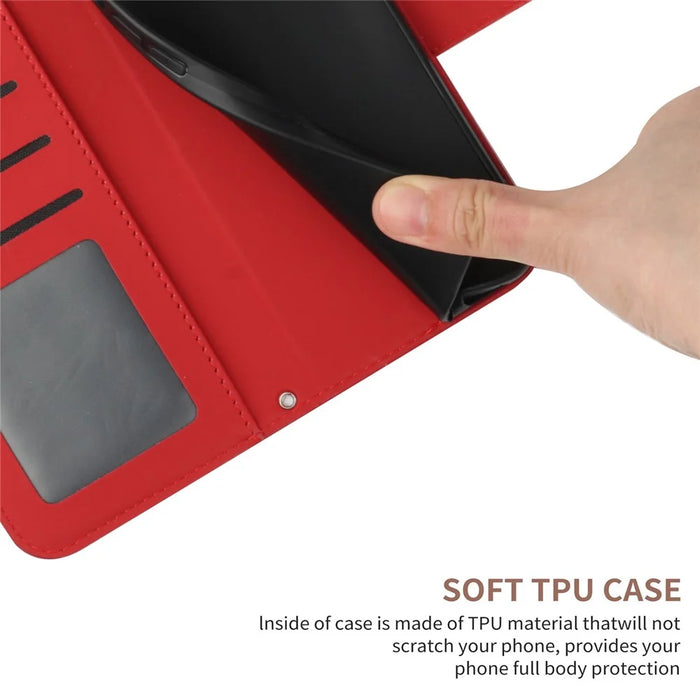 HT04 For iPhone 16 Pro Max Case Sunflower Leather Handbag Flip Phone Cover - Red - 7