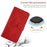 HT03 For iPhone 16 Pro Max Case PU Leather Phone Cover Butterfly Flower Imprinted - Red - 6