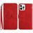 HT03 For iPhone 16 Pro Case Butterfly Flower Imprinted PU Leather Phone Cover - Red - 1