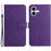 HT06 For iPhone 16 Plus Wallet Case Litchi Texture Rhombus Leather Phone Cover - Dark Purple - 1
