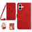 HT03 For iPhone 16 Plus Case Butterfly Flowers Leather Flip Phone Cover Crossbody String - Red - 1