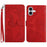 HT03 For iPhone 16 Plus Case Butterfly Flower Imprint Shockproof Leather Phone Cover - Red - 1