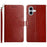 For iPhone 16 Plus Case with Wrist Strap Y Shaped Lines Imprint Leather Phone Cover - Brown - 1