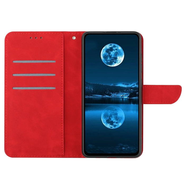 HT05 For iPhone 16 Plus Stand Case Anti-Drop Card Slots Leather Phone Cover - Red - 2