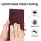 HT04 For iPhone 16 Case Sunflower Imprint Leather Wallet Phone Cover with Hand Strap - Wine Red - 4