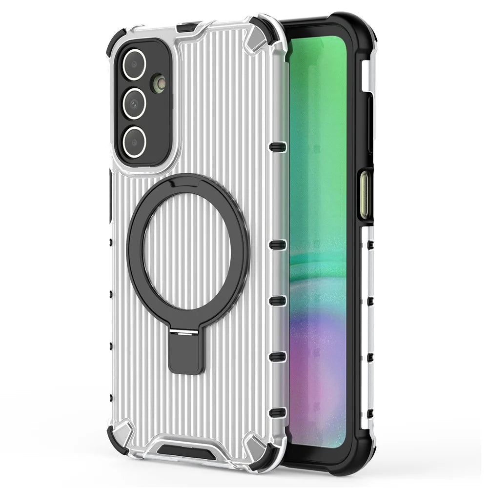 For Samsung Galaxy A15 4G / A15 5G Case Magnetic Kickstand Stripe Design PC+TPU Phone Cover - Transparent - 2