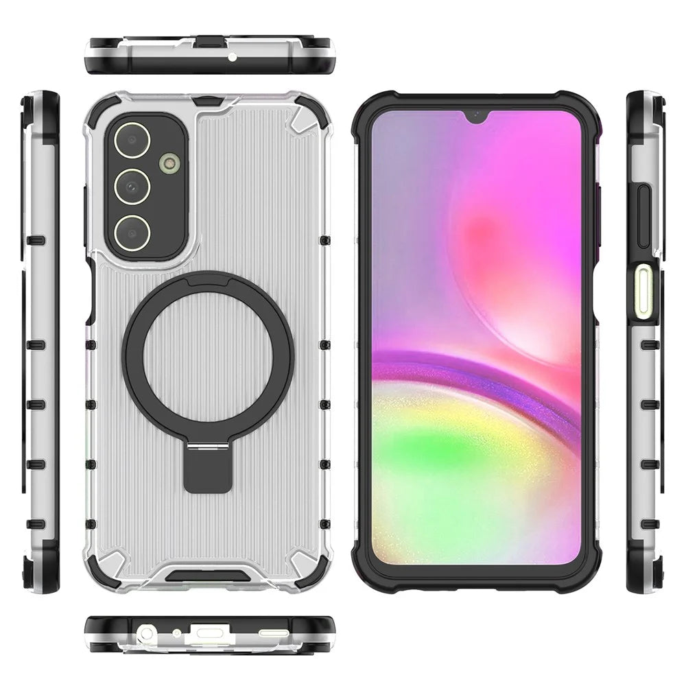 For Samsung Galaxy A25 5G (Global) (161mm) Case Kickstand PC+TPU Phone Cover Magnetic Case - Transparent - 5