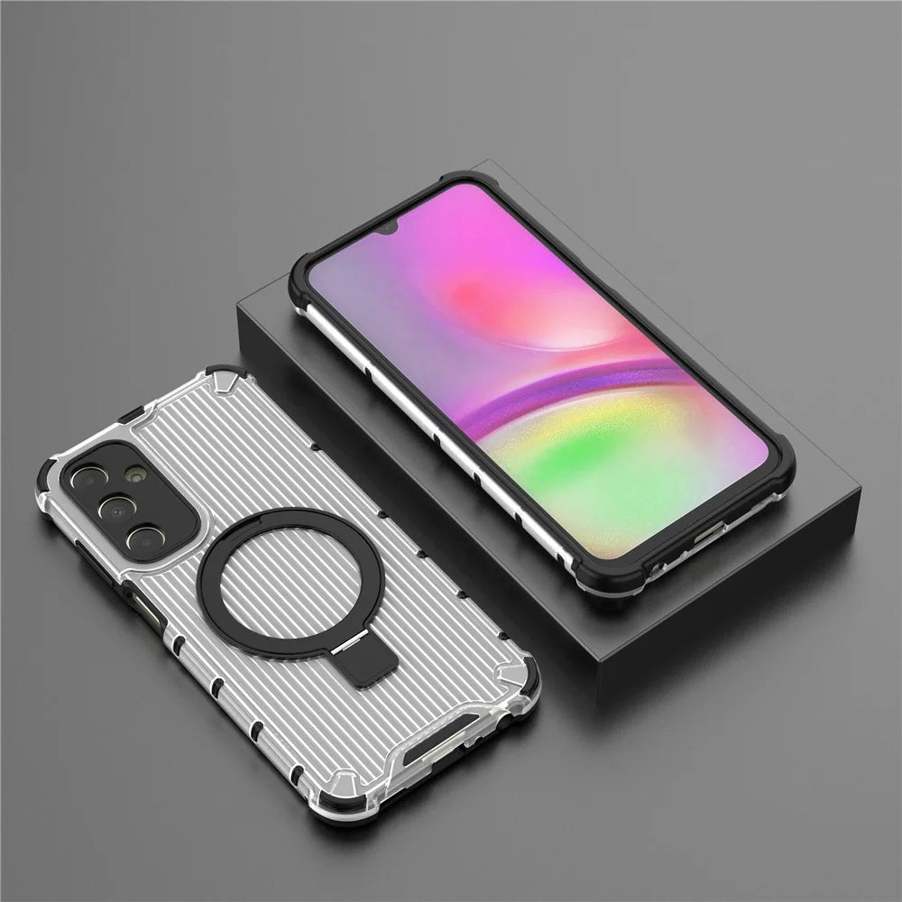 For Samsung Galaxy A25 5G (Global) (161mm) Case Kickstand PC+TPU Phone Cover Magnetic Case - Transparent - 6