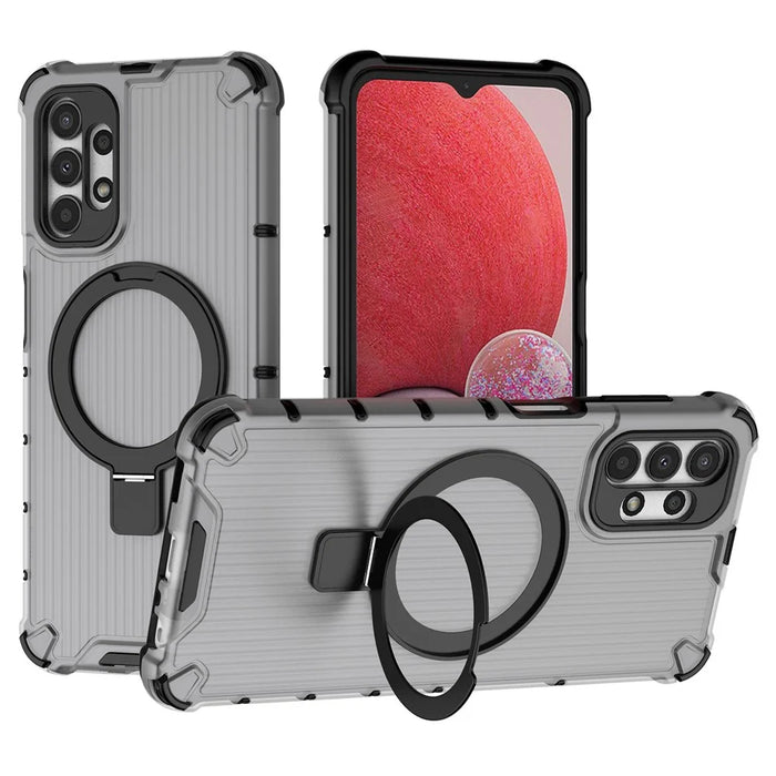 For Samsung Galaxy A13 4G / 5G Case Magnetic Ring Kickstand PC+TPU Phone Cover - Grey - 1