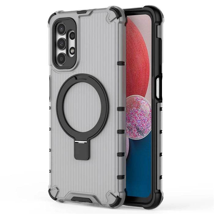 For Samsung Galaxy A13 4G / 5G Case Magnetic Ring Kickstand PC+TPU Phone Cover - Grey - 2