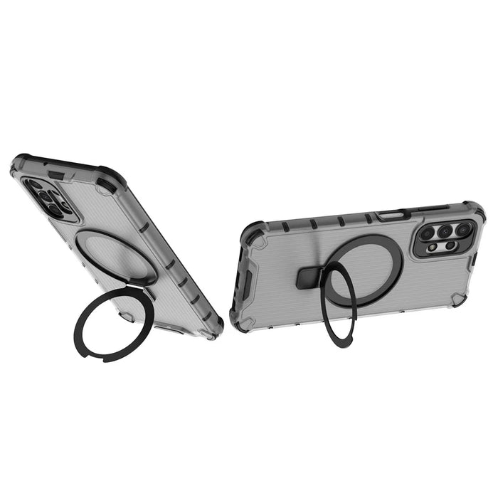 For Samsung Galaxy A13 4G / 5G Case Magnetic Ring Kickstand PC+TPU Phone Cover - Grey - 3