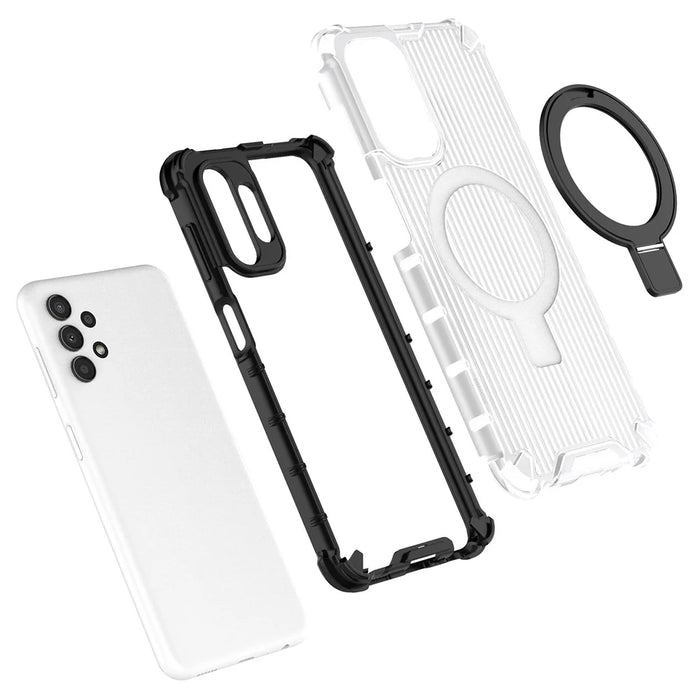 For Samsung Galaxy A13 4G / 5G Case Magnetic Ring Kickstand PC+TPU Phone Cover - Grey - 4