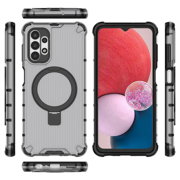 For Samsung Galaxy A13 4G / 5G Case Magnetic Ring Kickstand PC+TPU Phone Cover - Grey - 5