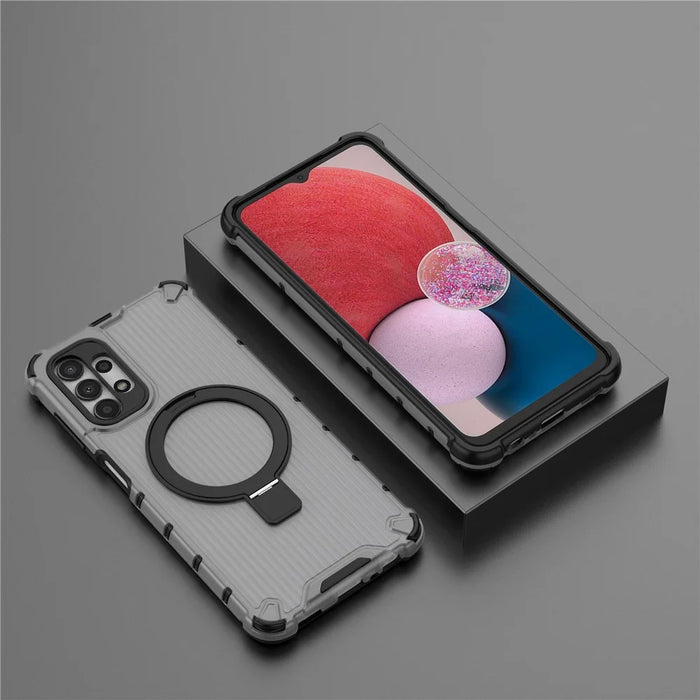 For Samsung Galaxy A13 4G / 5G Case Magnetic Ring Kickstand PC+TPU Phone Cover - Grey - 6