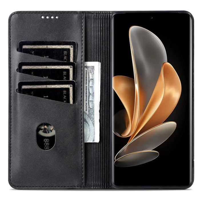 AZNS For vivo V30e 5G Case Leather Phone Cover Hidden Magnetic Adsorption - Black - 2