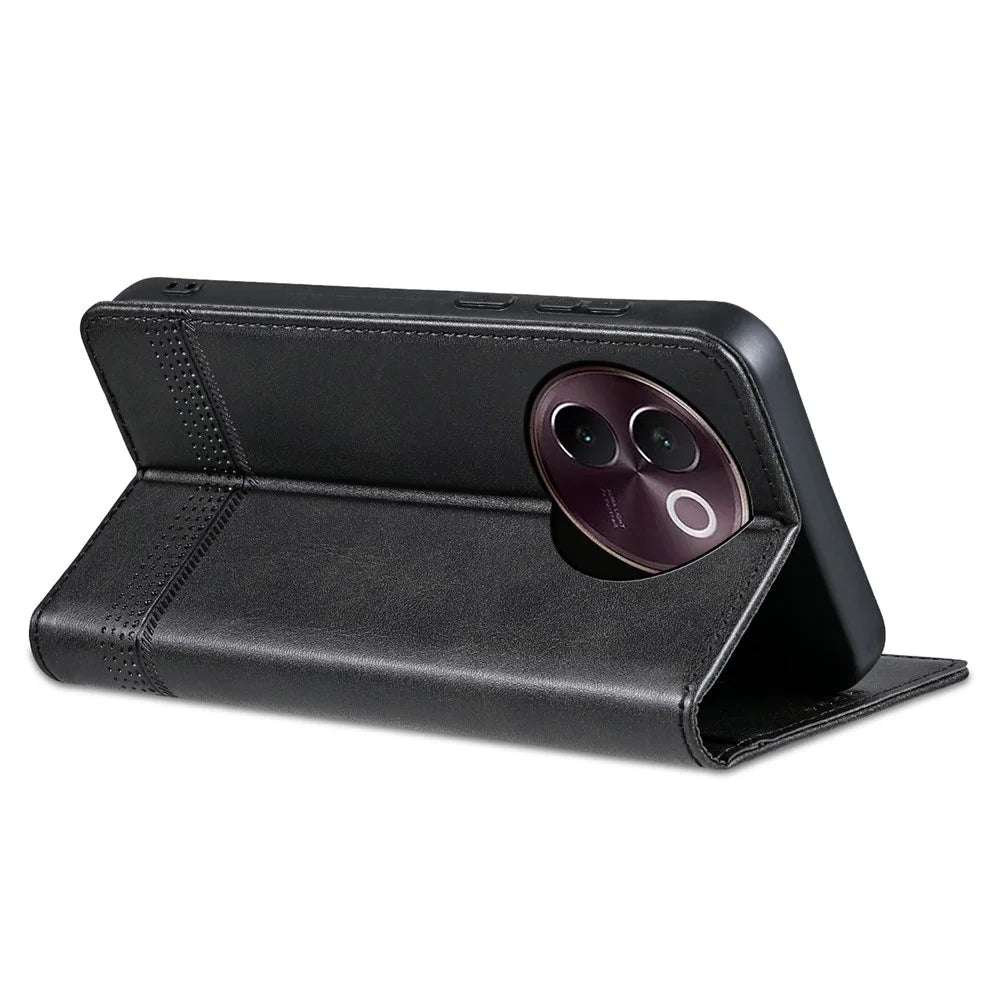 AZNS For vivo V30e 5G Case Leather Phone Cover Hidden Magnetic Adsorption - Black - 4
