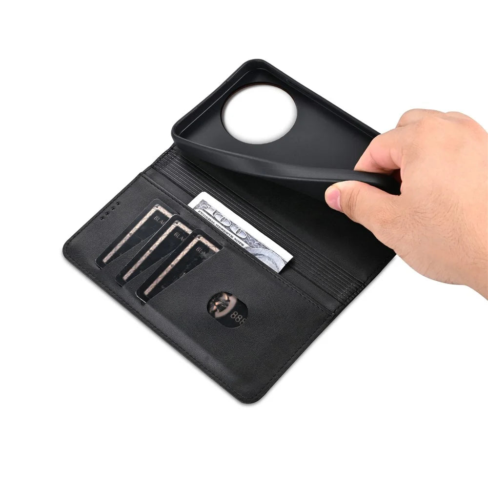 AZNS For vivo V30e 5G Case Leather Phone Cover Hidden Magnetic Adsorption - Black - 5