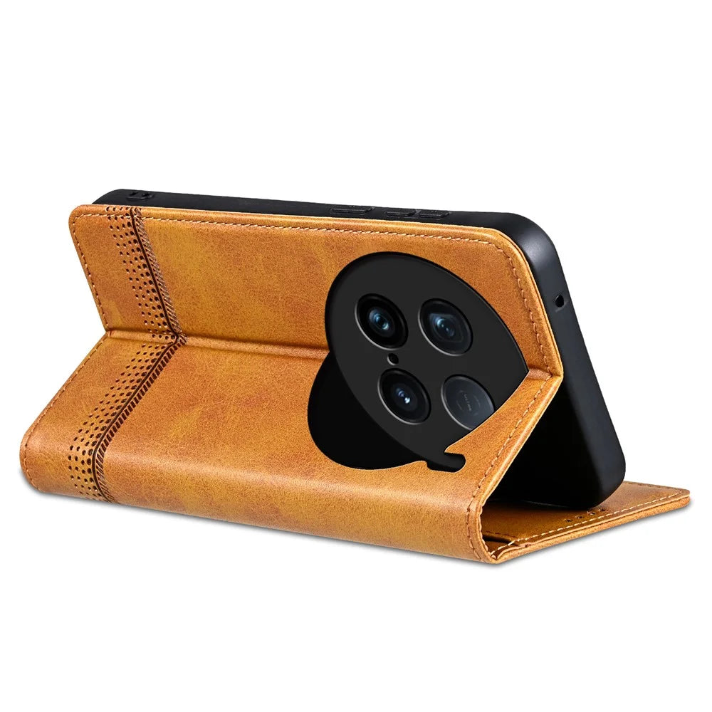 AZNS For vivo X100 Ultra 5G Case Magnetic Adsorption Leather Phone Cover Flip Wallet - Brown - 4
