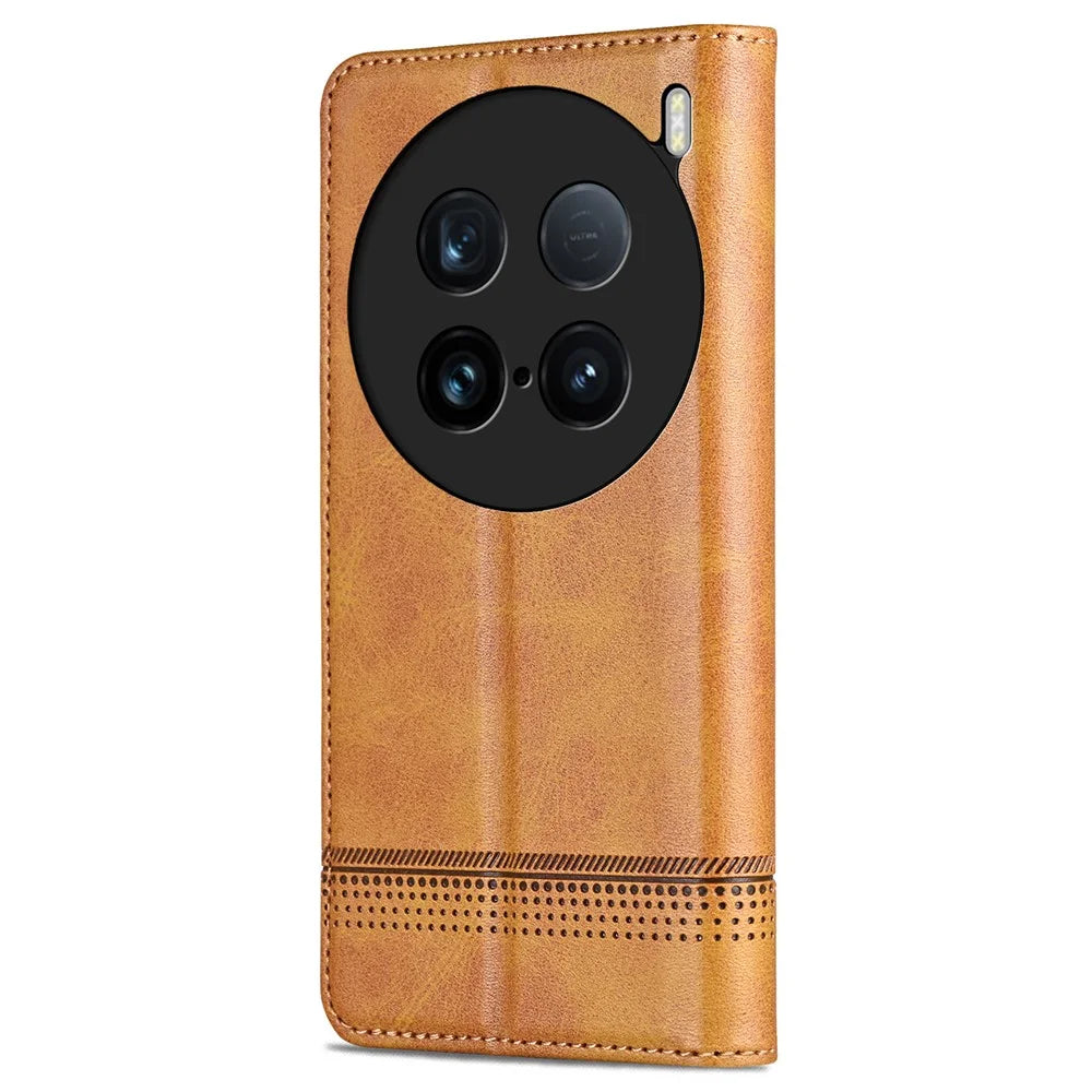 AZNS For vivo X100 Ultra 5G Case Magnetic Adsorption Leather Phone Cover Flip Wallet - Brown - 7