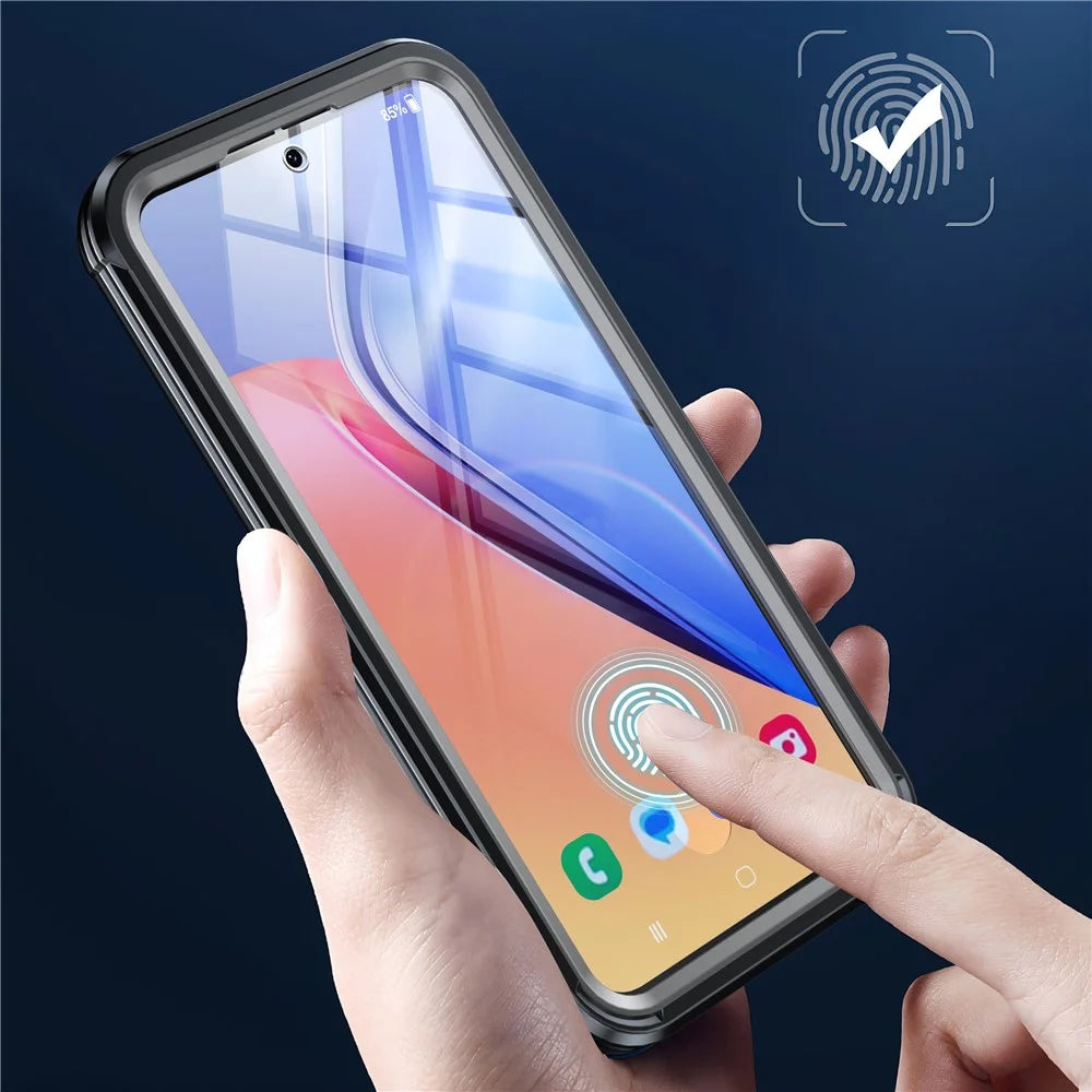 For Samsung Galaxy A55 5G Magnetic Case with Tempered Glass Film PC + TPU Full Protection Cover - Black - 4