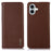 KHAZNEH For iPhone 16 Case RFID Blocking Genuine Cow Leather Wallet Flip Folio Phone Cover - Brown - 1