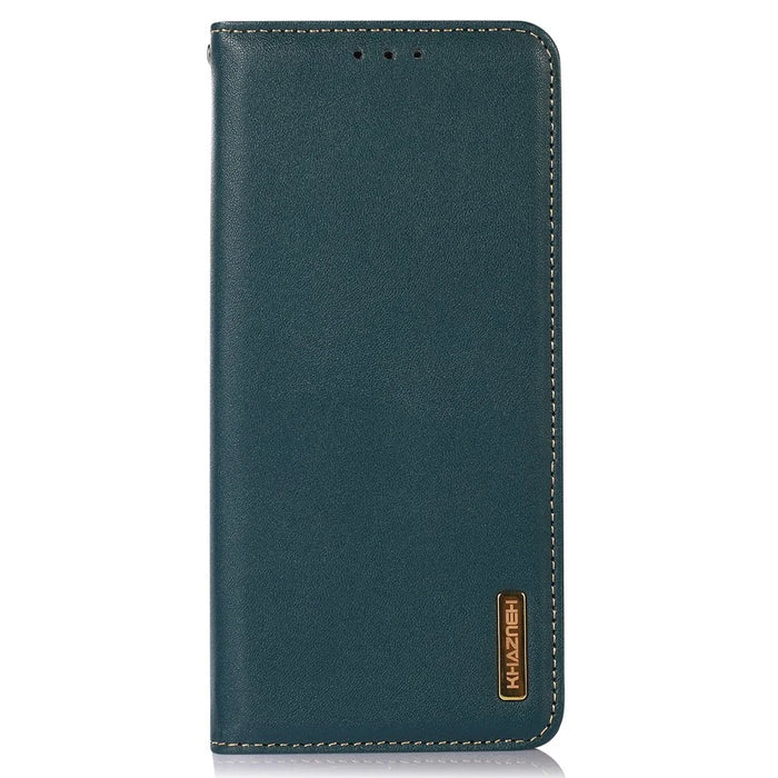 KHAZNEH For iPhone 16 Plus Case Genuine Cow Leather Phone Cover Nappa Texture - Green - 6