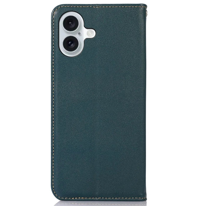 KHAZNEH For iPhone 16 Plus Case Genuine Cow Leather Phone Cover Nappa Texture - Green - 7