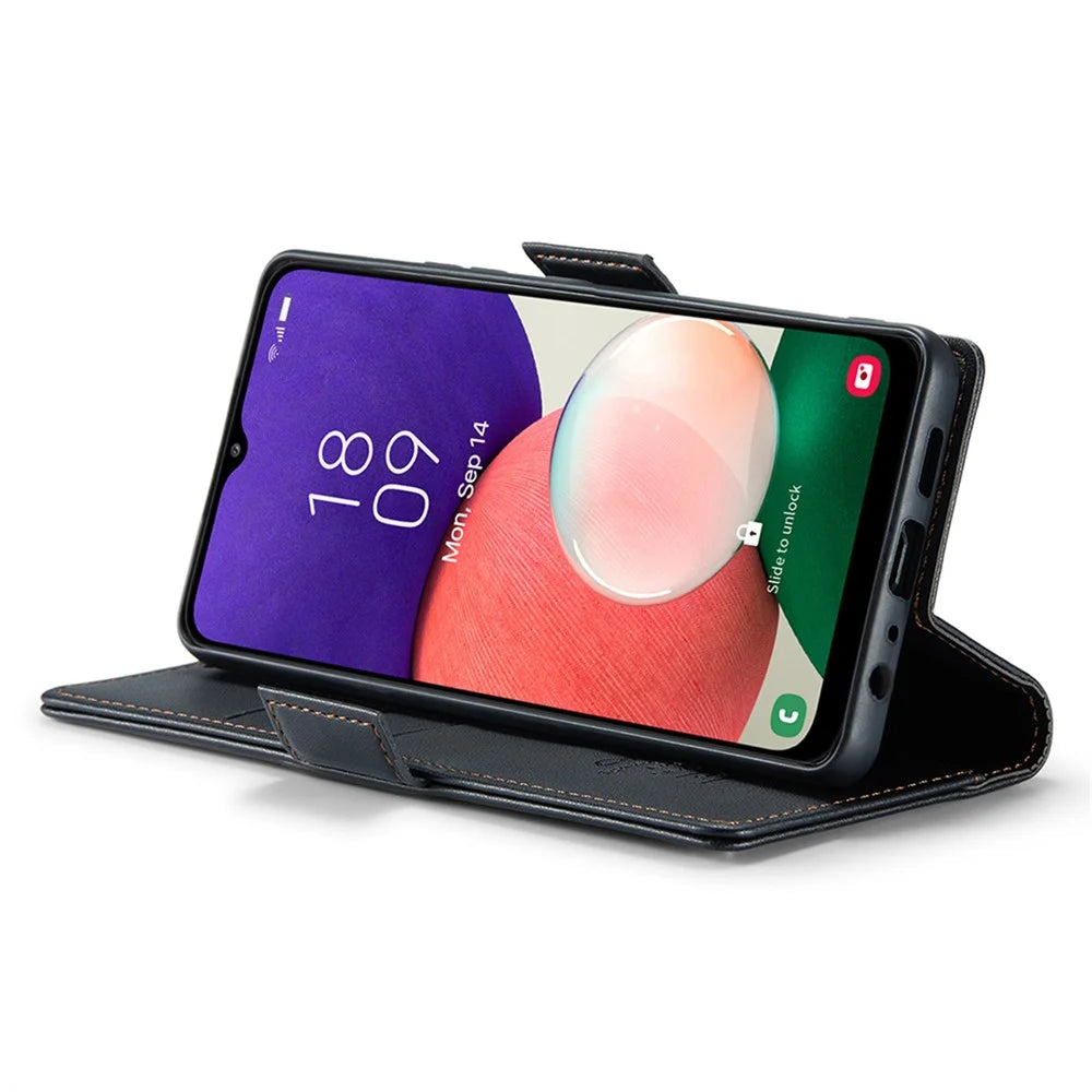 CASEME 023 Series For Samsung Galaxy A22 5G (EU Version) / F42 5G Wallet Case RFID Blocking Phone Cover - Black - 3