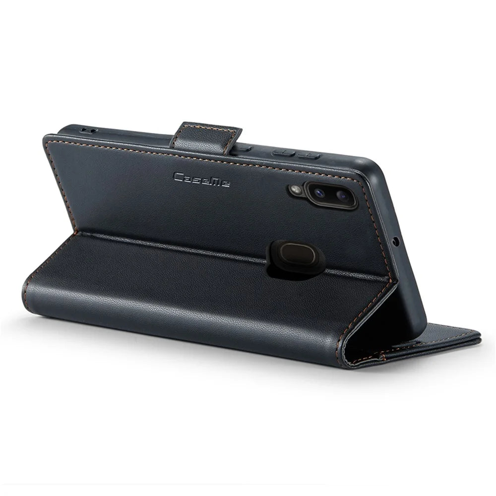 CASEME 023 Series For Samsung Galaxy A20 / A30 / M10s Glossy Case RFID Blocking Leather Phone Cover - Black - 4