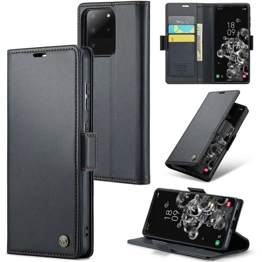 CASEME 023 Series For Samsung Galaxy S20 Ultra Case Wallet RFID Blocking Leather Phone Cover - Black - 1