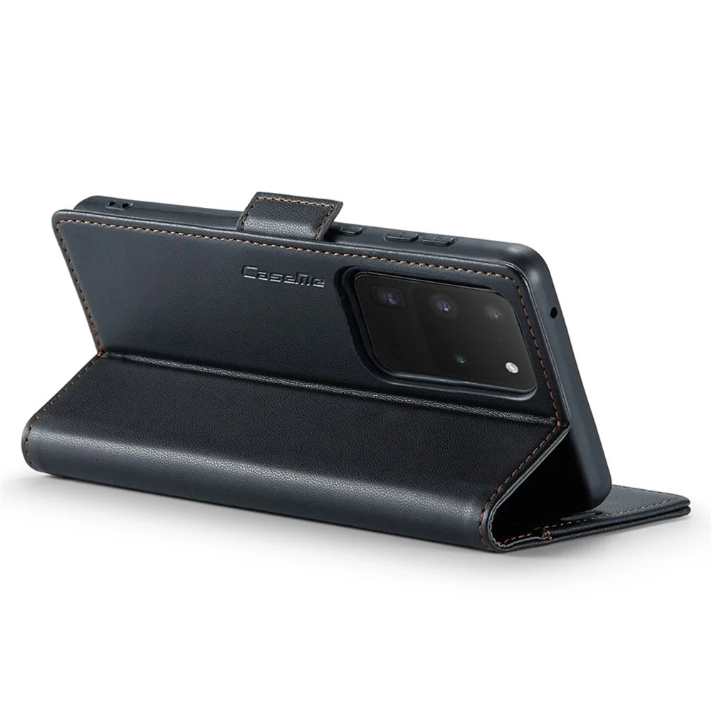CASEME 023 Series For Samsung Galaxy S20 Ultra Case Wallet RFID Blocking Leather Phone Cover - Black - 4