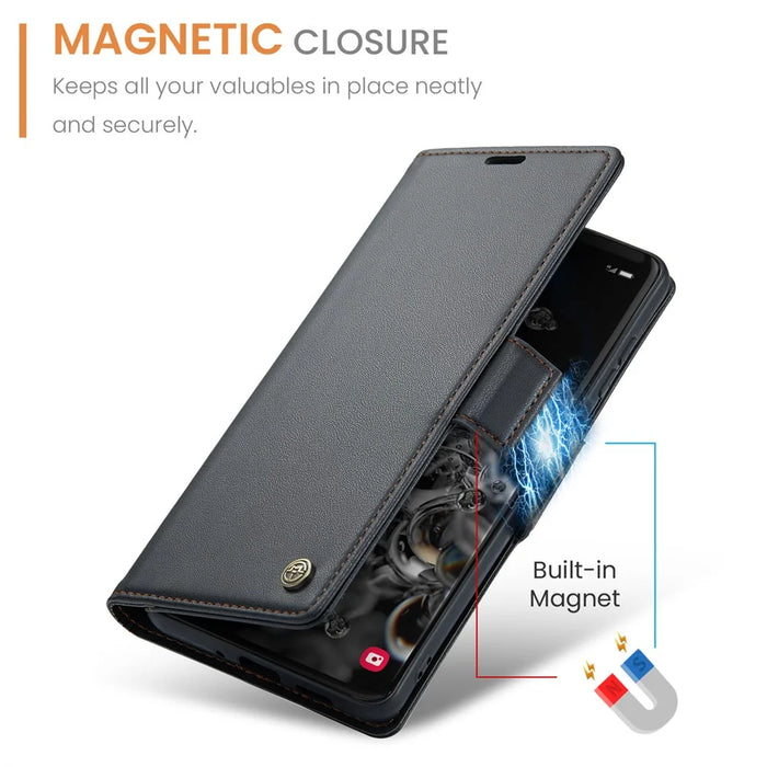 CASEME 023 Series For Samsung Galaxy S20 Ultra Case Wallet RFID Blocking Leather Phone Cover - Black - 6