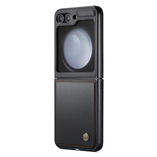 CASEME 023 Series For Samsung Galaxy Z Flip5 5G Case Litchi Texture Leather+PC Phone Cover - Black - 2