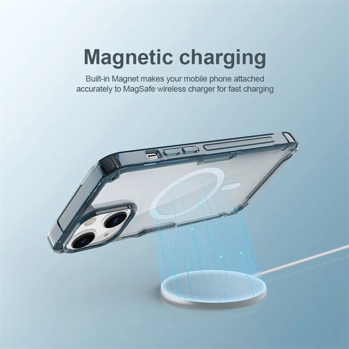 NILLKIN Nature Pro Series for iPhone 14 Plus Anti-drop Phone Case Mobile Phone Protective Back Cover Support Magnetic Wireless Charging - Blue - 7