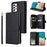 For Samsung Galaxy A53 5G Case Card Slots Zipper Wallet Leather Phone Cover - Black - 1
