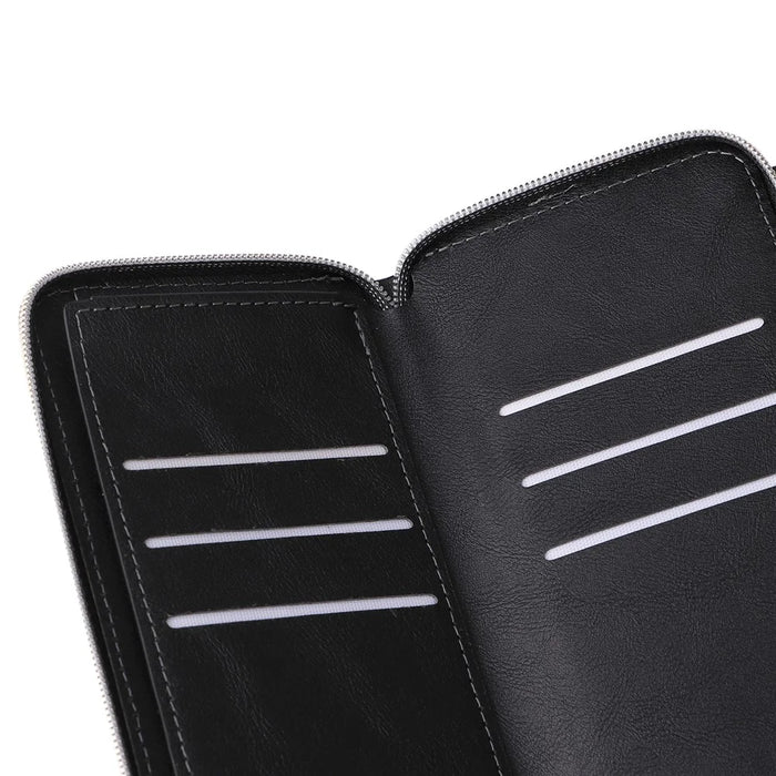 For Samsung Galaxy A53 5G Case Card Slots Zipper Wallet Leather Phone Cover - Black - 6