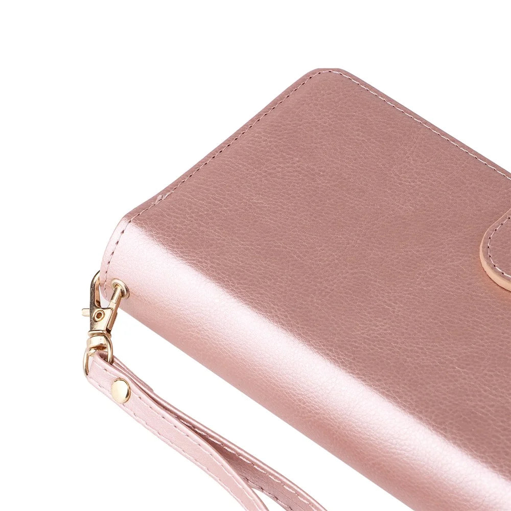 For Samsung Galaxy A14 5G Case 9 Card Slots PU Leather Zipper Phone Cover - Rose Gold - 7