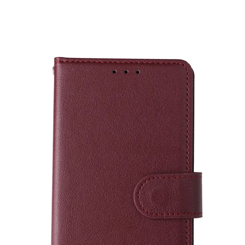 For Samsung Galaxy S23 Wallet Case 3 Card Slots Slim-Fit PU Leather Stand Phone Cover - Wine Red - 7