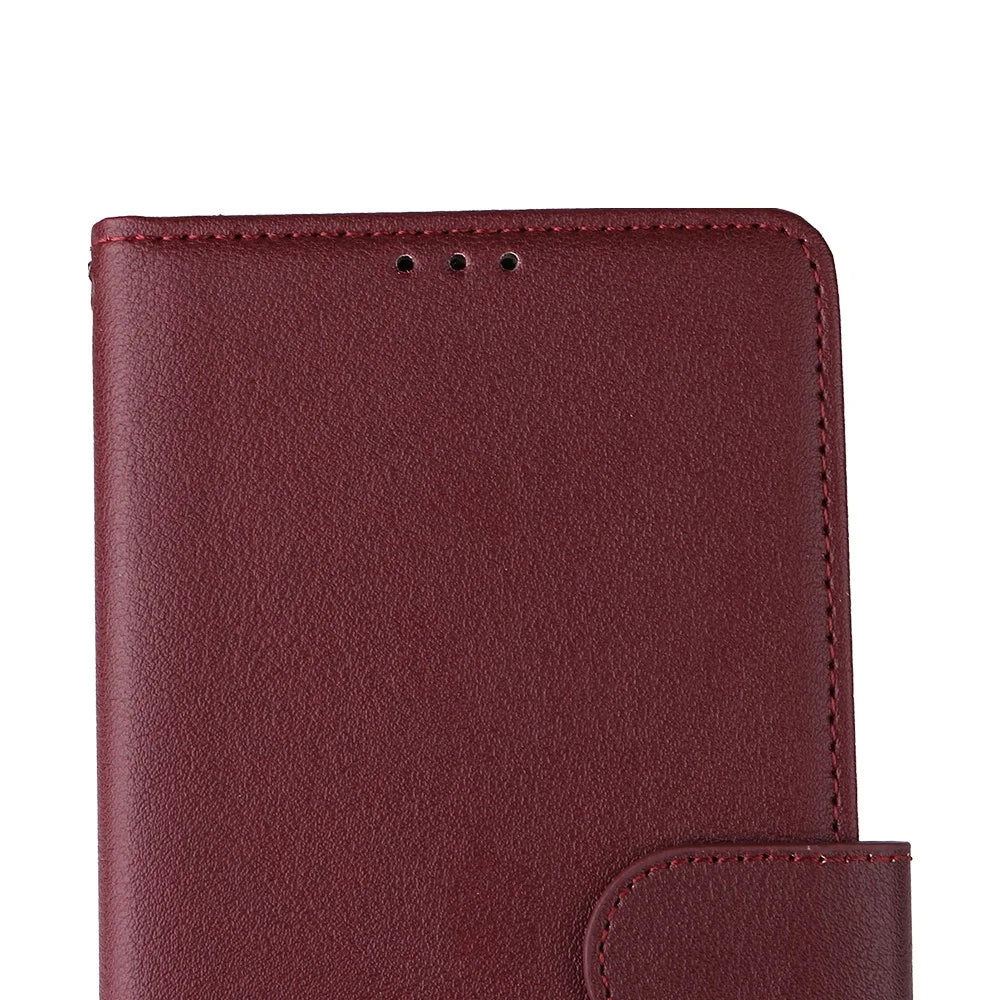 For Samsung Galaxy S23 Ultra Case Drop-Proof Leather Wallet Phone Cover - Wine Red - 7