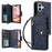 For iPhone 16 Plus Shockproof Case Rivet Decor PU Leather Zipper Wallet Phone Cover - Blue - 1