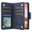 For iPhone 16 Plus Shockproof Case Rivet Decor PU Leather Zipper Wallet Phone Cover - Blue - 3