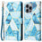 For iPhone 16 Pro Max Case Lacquered Marble Pattern Card Slots Wallet Leather Phone Cover - Blue - 1