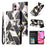 For iPhone 16 Case Marble Pattern Print Leather Wallet Phone Cover - Black - 6