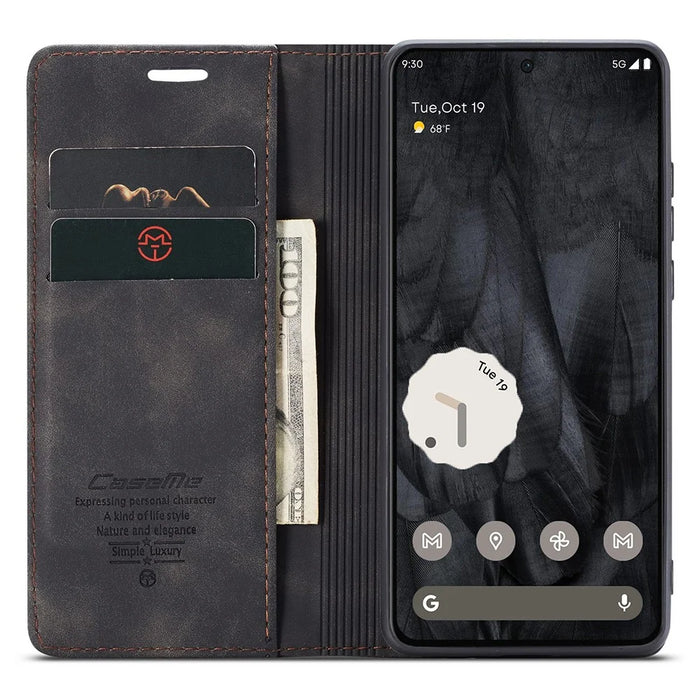 CASEME 013 Series For Google Pixel 8 Pro Case PU Leather Wallet Folio Flip Phone Cover - Black - 2