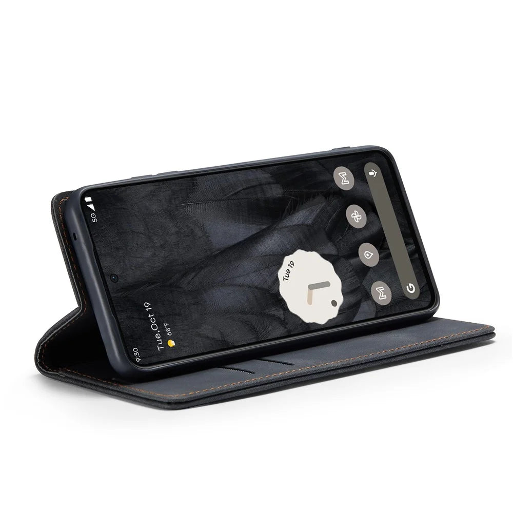 CASEME 013 Series For Google Pixel 8 Pro Case PU Leather Wallet Folio Flip Phone Cover - Black - 3