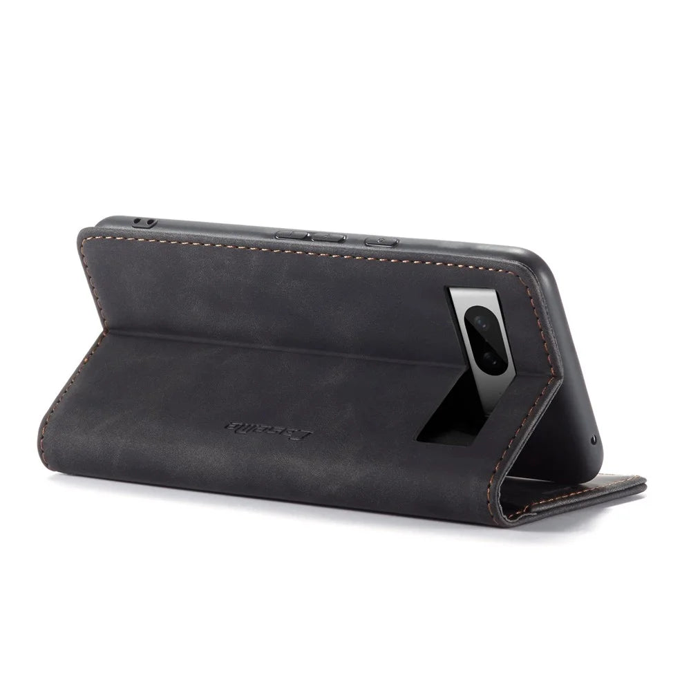 CASEME 013 Series For Google Pixel 8 Case Magnetic PU Leather Phone Cover with Stand - Black - 4