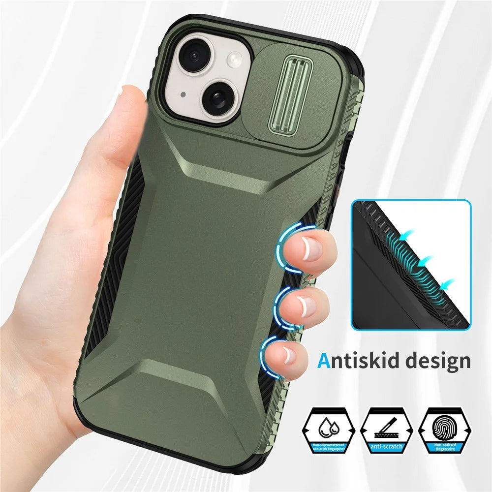 For iPhone 15 Case TPU+PC Phone Cover Upgraded Lens Protection - Green - 4