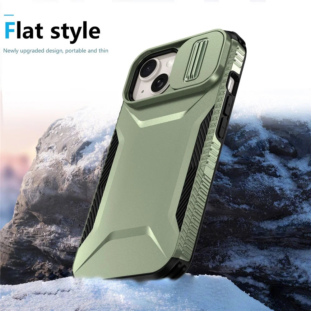 For iPhone 15 Case TPU+PC Phone Cover Upgraded Lens Protection - Green - 5